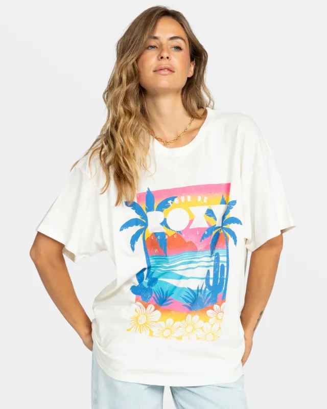 Tour De Roxy Oversized T-Shirt - Egret sold by Roxy