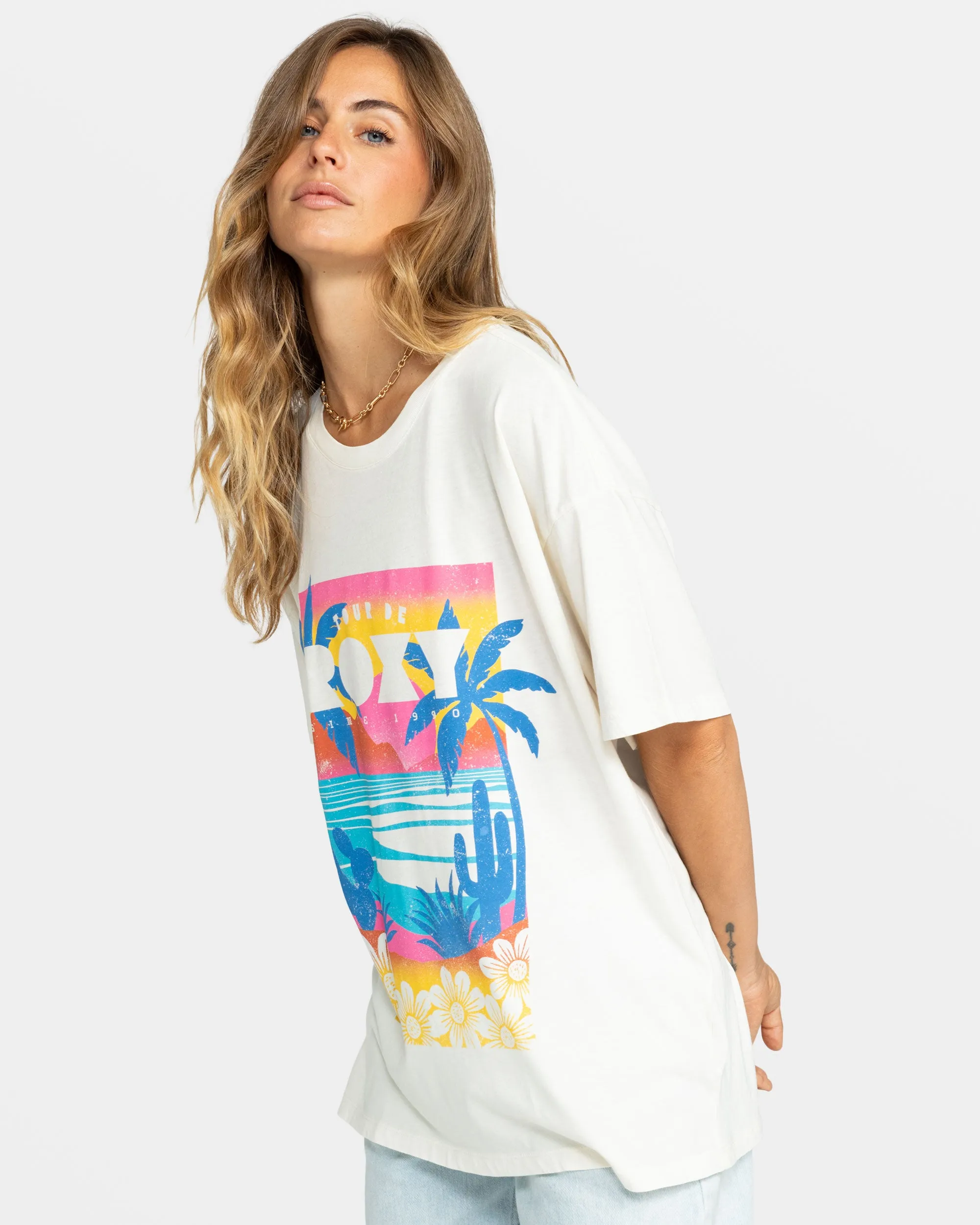 Tour De Roxy Oversized T-Shirt - Egret sold by Roxy product image thumbnail 5
