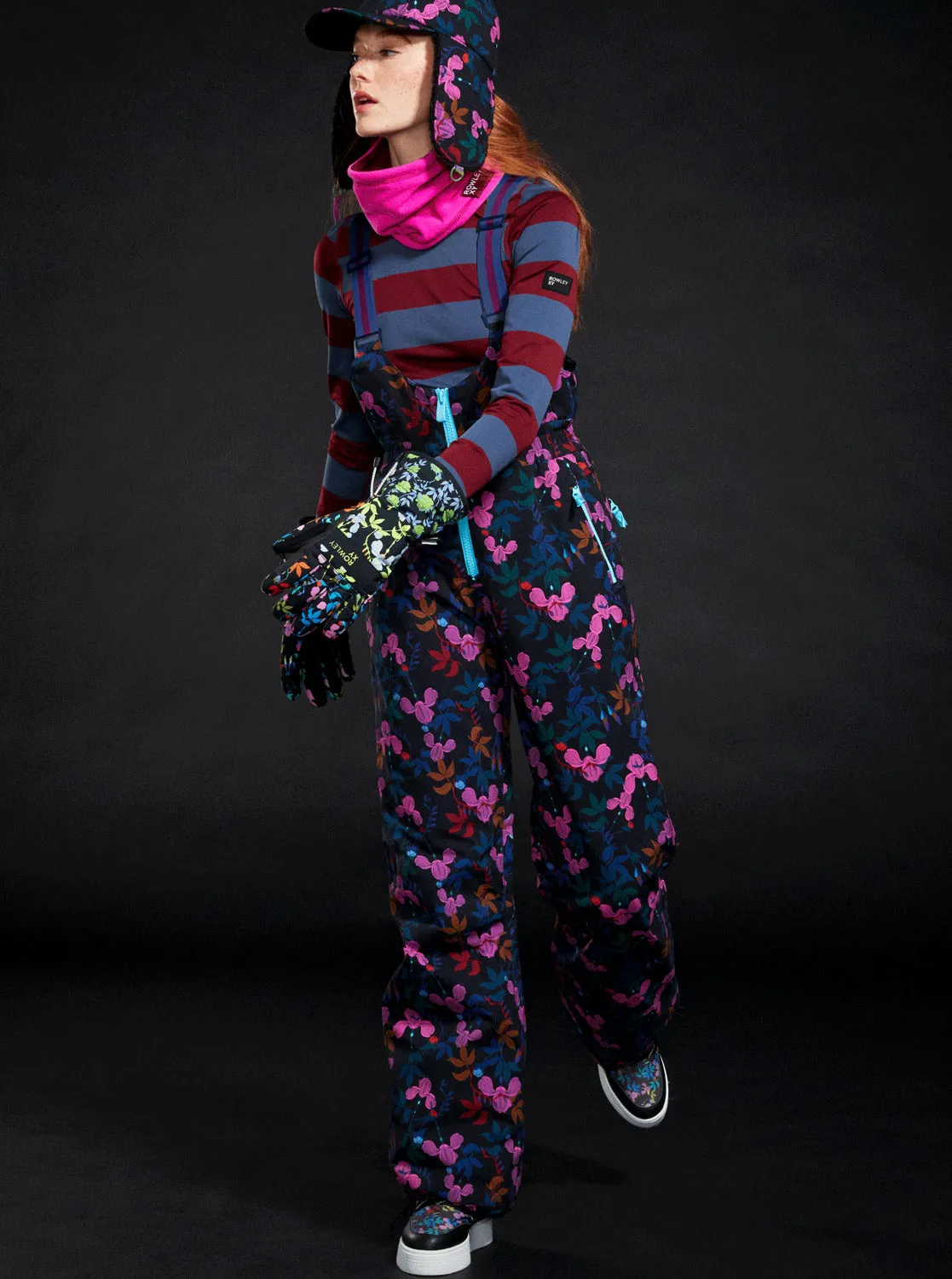 ROWLEY X ROXY Insulated Technical Snow Bib Pants - True Black Darkreds Floral sold by Roxy product image thumbnail 5