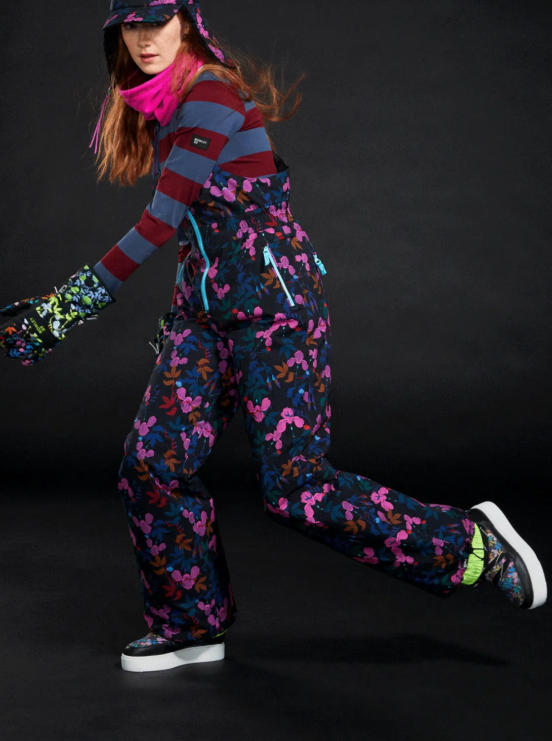 ROWLEY X ROXY Insulated Technical Snow Bib Pants - True Black Darkreds Floral sold by Roxy product image thumbnail 2