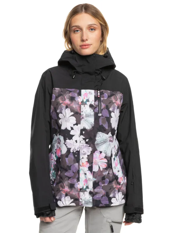 Roxy Jetty 3-In-1 Technical Snow Jacket - True Black Blurry Flower sold by Roxy