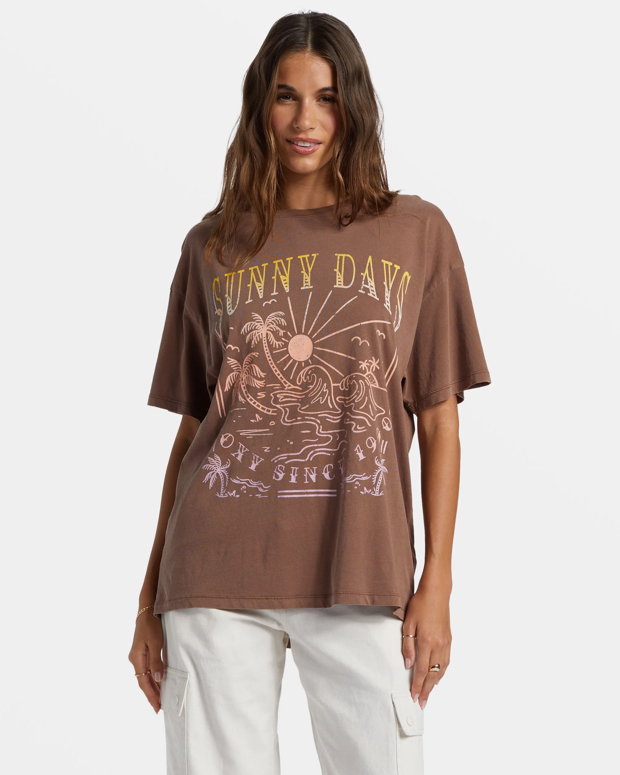 Sunny Days Oversized Boyfriend T-Shirt - Root Beer sold by Roxy