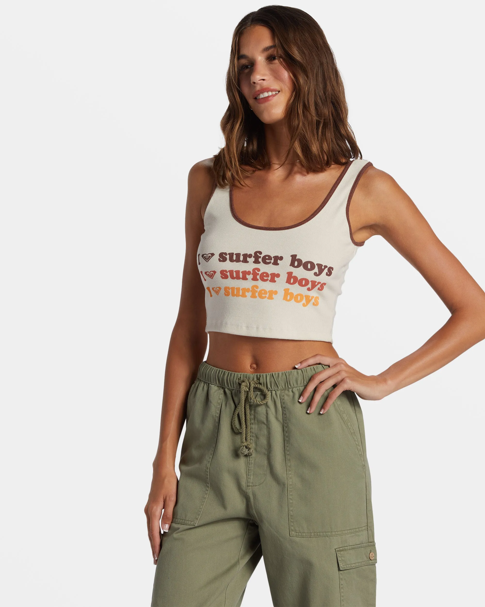 I Heart Surfers Dive In Cropped Tank Top - Parchment sold by Roxy product image thumbnail 5