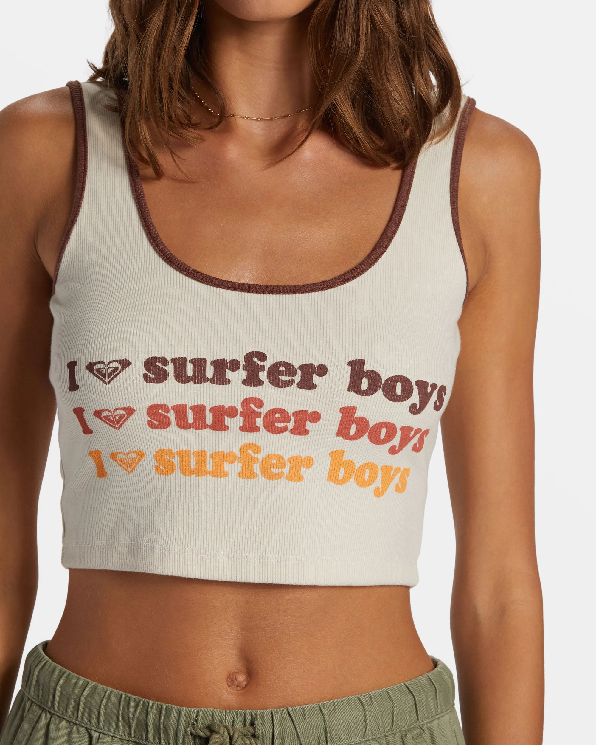 I Heart Surfers Dive In Cropped Tank Top - Parchment sold by Roxy product image thumbnail 4