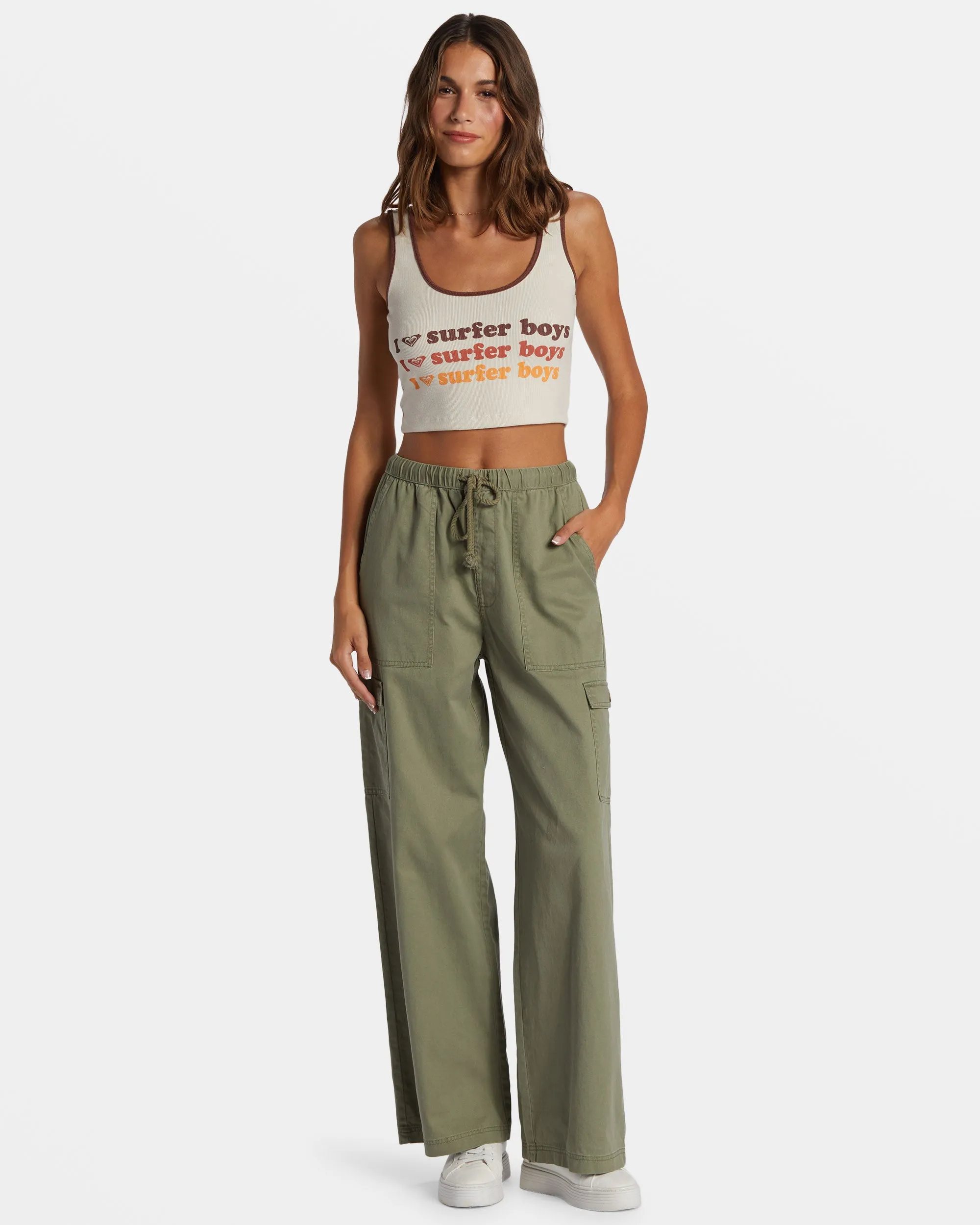 I Heart Surfers Dive In Cropped Tank Top - Parchment sold by Roxy product image thumbnail 3