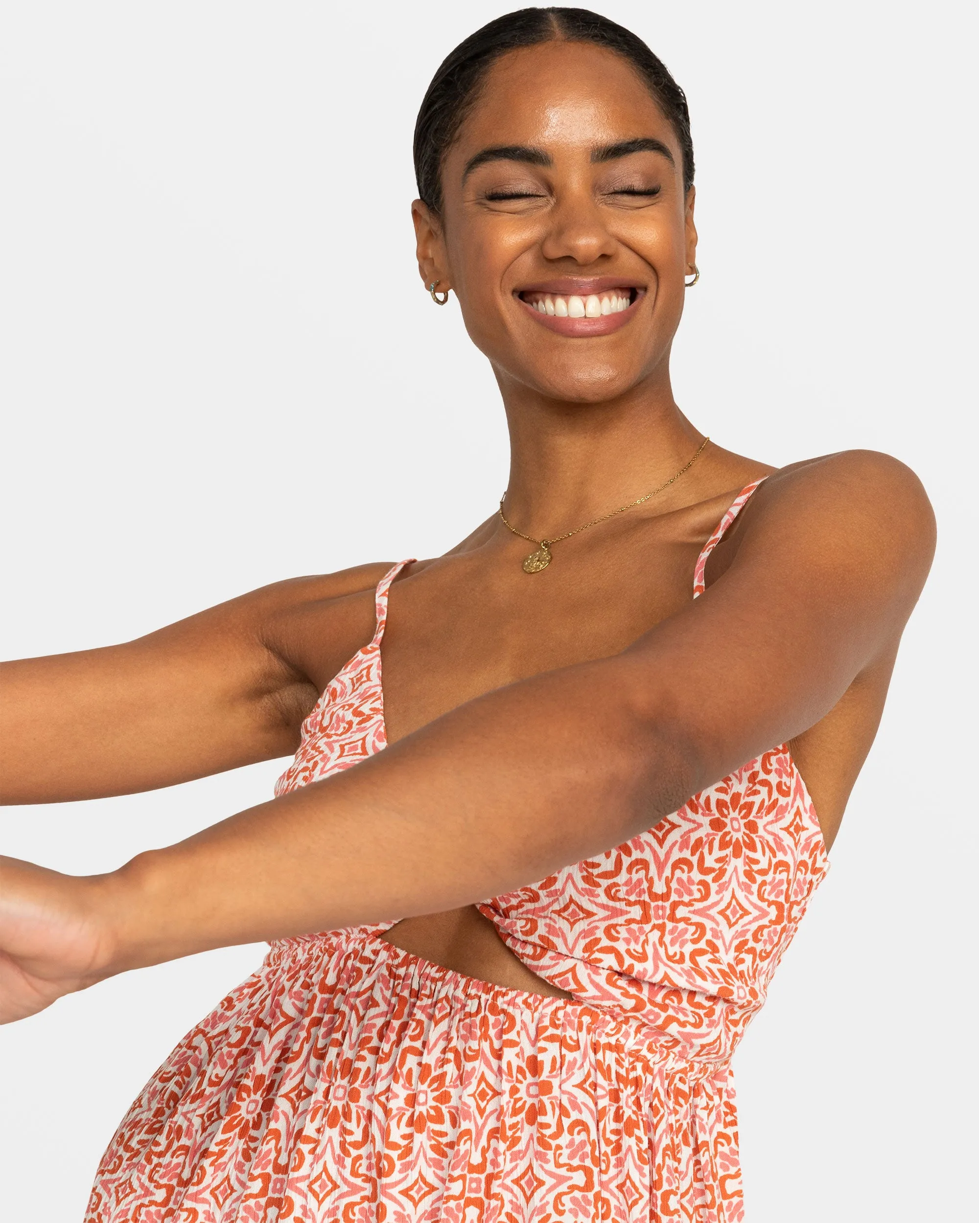 Evening Glow Front Twist Mini Dress - Cloud Dancer Fresco Tile sold by Roxy product image thumbnail 5