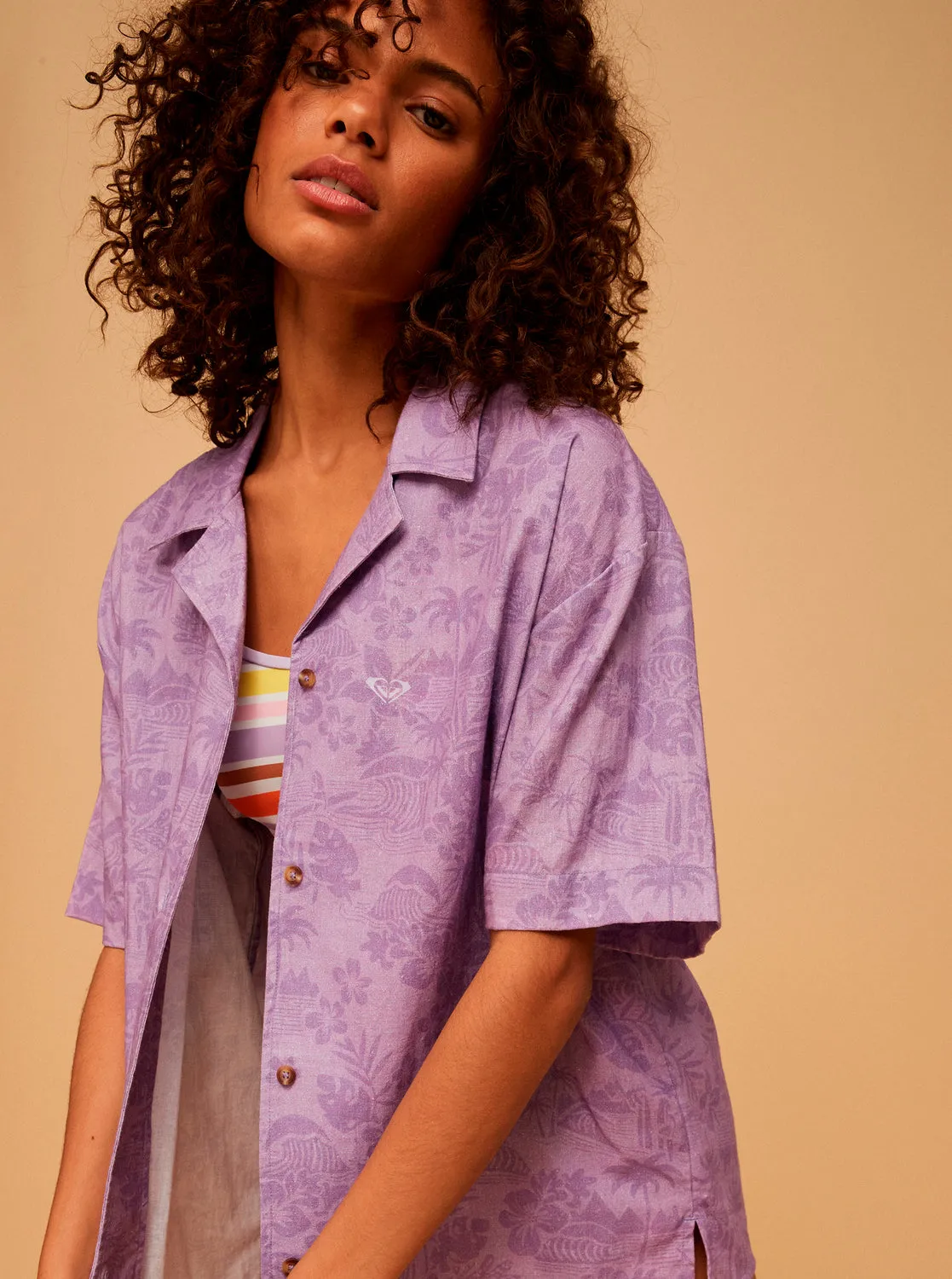 Surf.Kind.Kate. Short Sleeve Shirt - Purple Rose Surf Friends sold by Roxy