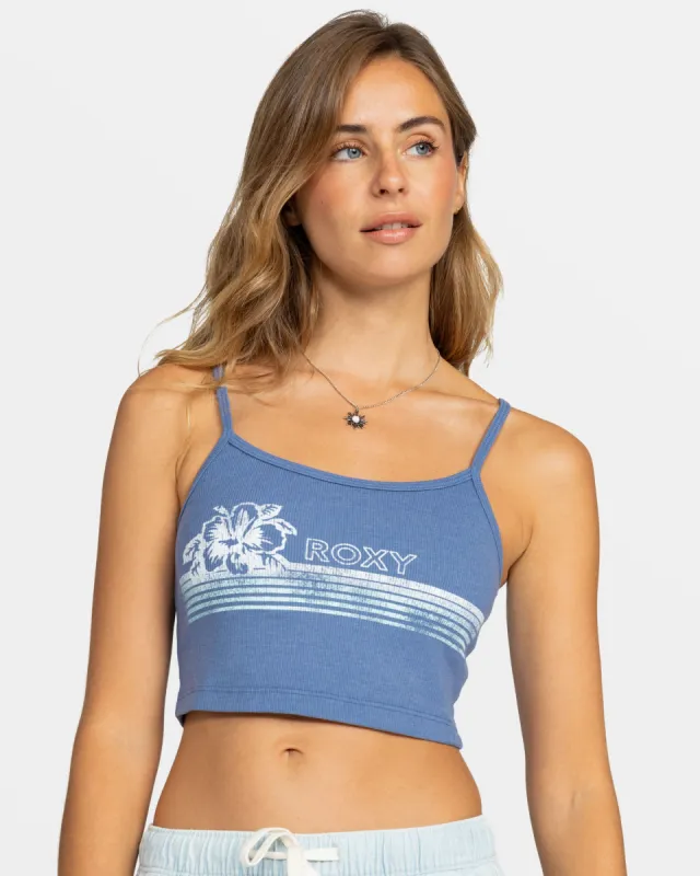 Hibiscus Stripe Dive In Cropped Tank Top - Coastal Fjord sold by Roxy