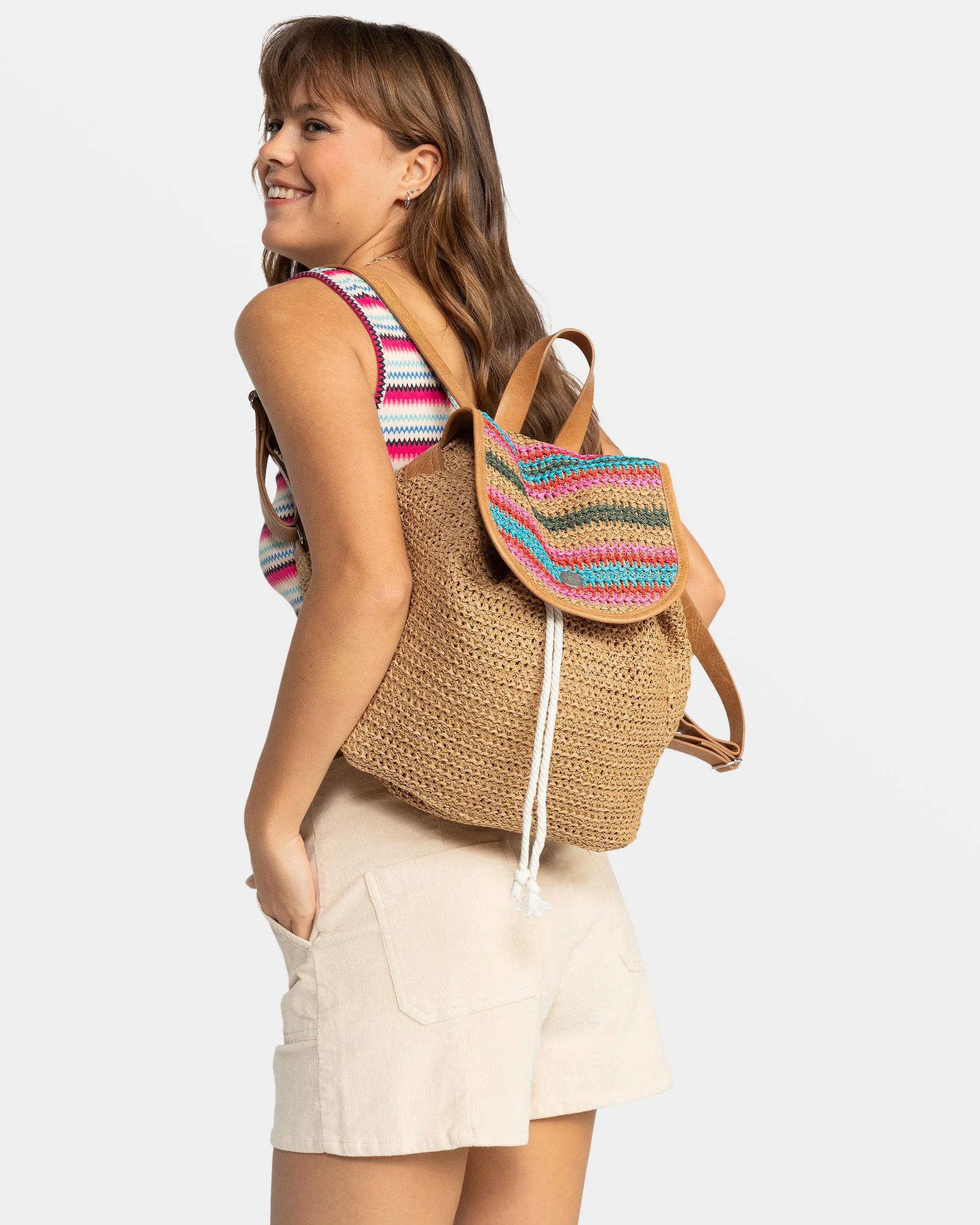 Coco Pearl Straw Backpack - Natural sold by Roxy