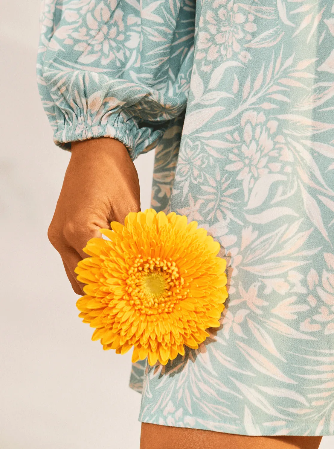 Sweetest Shores Puff Sleeve Dress - Blue Surf Planao Apparel sold by Roxy product image thumbnail 4