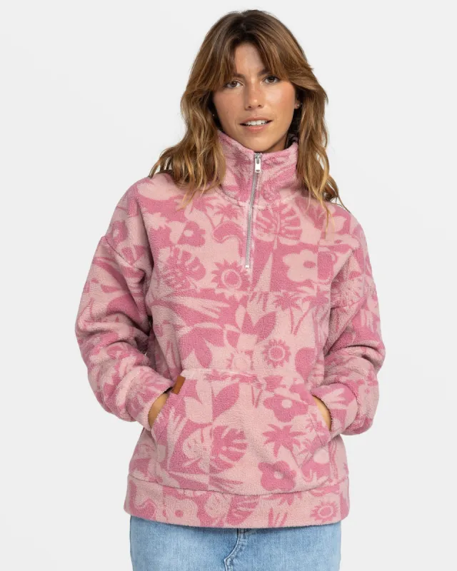 Live Out Loud Half Zip Polar Pullover - Mauve Orchid Sliceoparadise Po sold by Roxy
