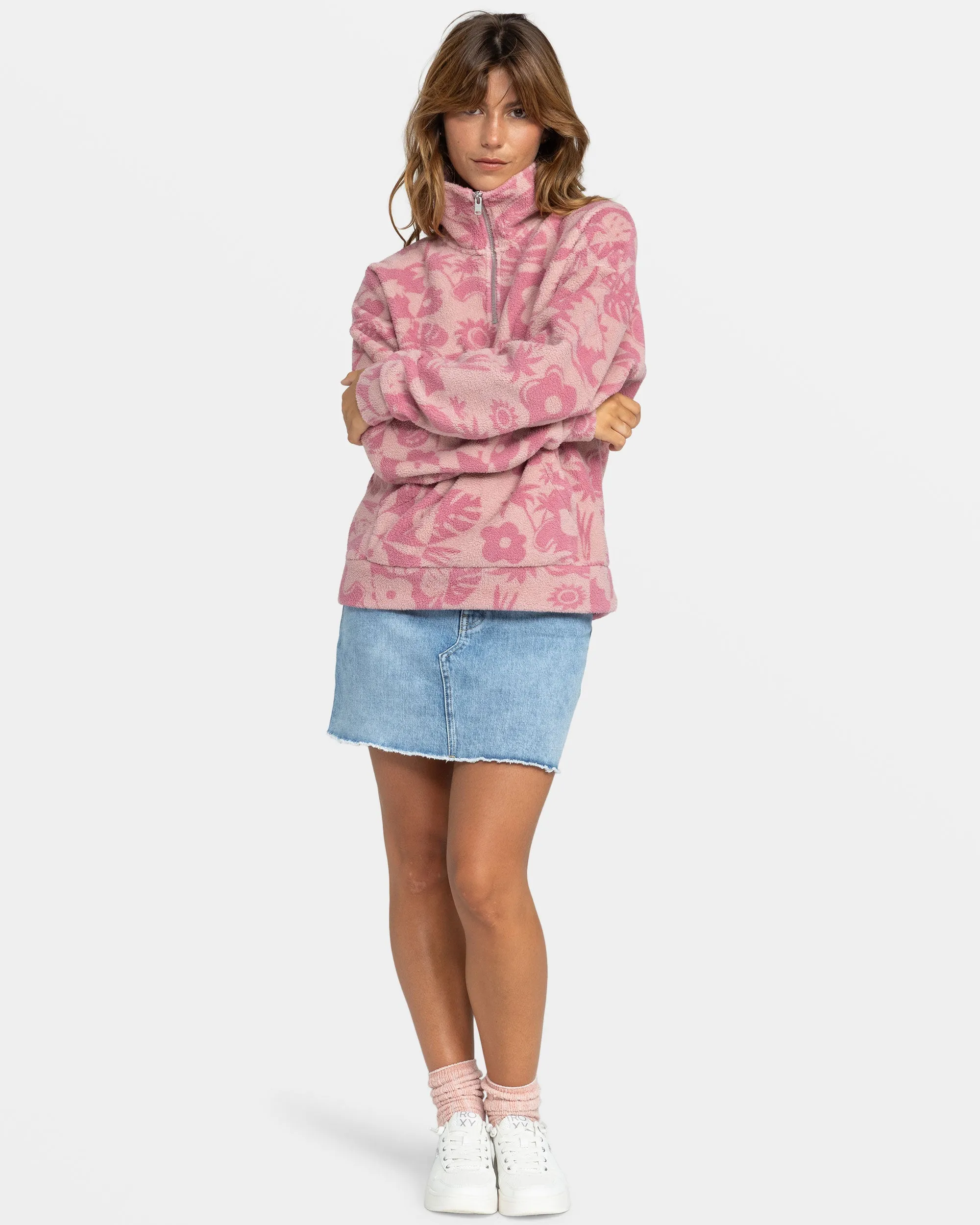 Live Out Loud Half Zip Polar Pullover - Mauve Orchid Sliceoparadise Po sold by Roxy product image thumbnail 3