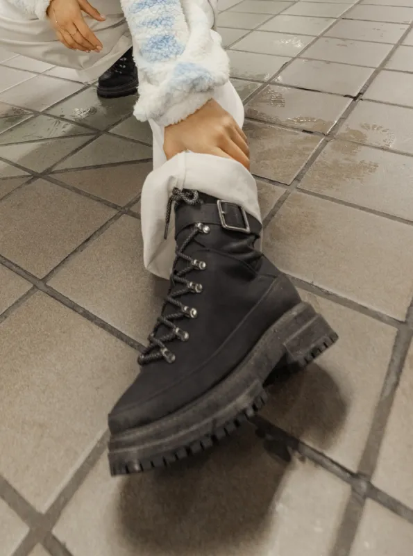 Chloe Kim Logger Ankle Boots - Black sold by Roxy