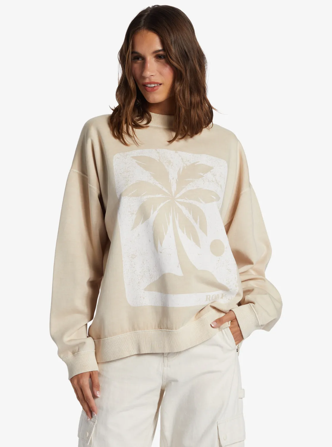 Lineup Oversized Crew Neck Sweatshirt - Tapioca sold by Roxy