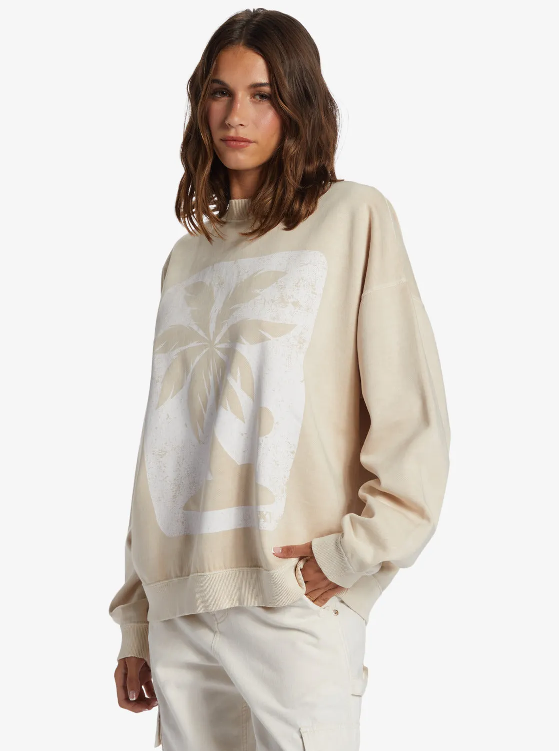 Lineup Oversized Crew Neck Sweatshirt - Tapioca sold by Roxy product image thumbnail 2