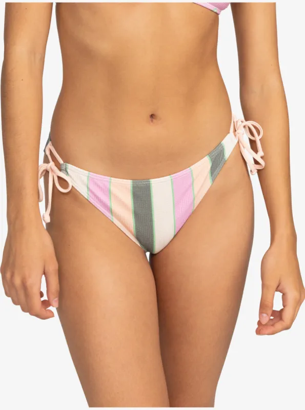 Vista Stripe Tie Side Cheeky Bikini Bottom - Agave Green Very Vista Stripe made by Roxy