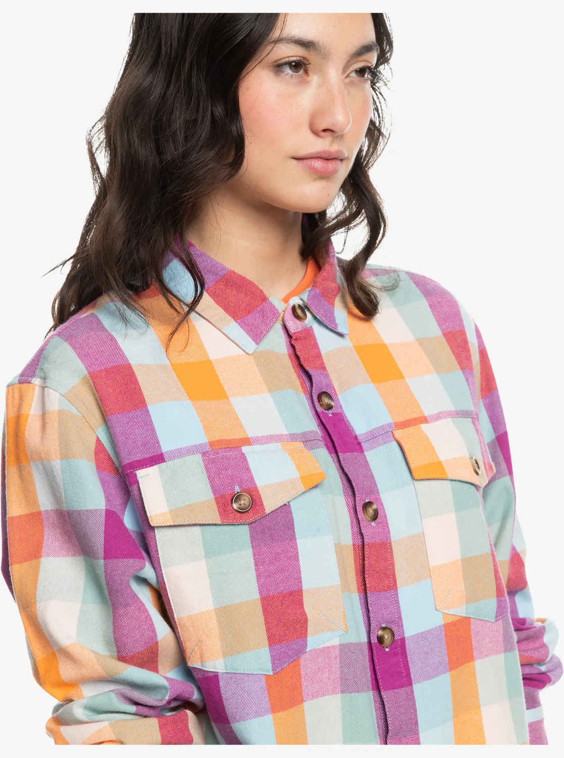 Let It Go Flannel Long Sleeve Shirt - Blue Surf Plaidodo sold by Roxy product image thumbnail 3