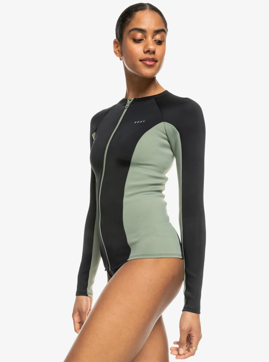 Roxy Pro Wave Zip-Up Rashguard - Anthracite sold by Roxy product image thumbnail 5