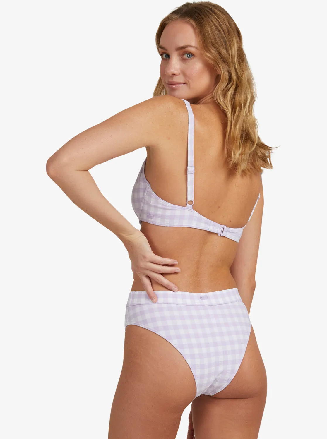 Heart The Check Moderate Coverage Bikini Bottom - Castle Gingham Lg Pastel Lilac sold by Roxy product image thumbnail 4
