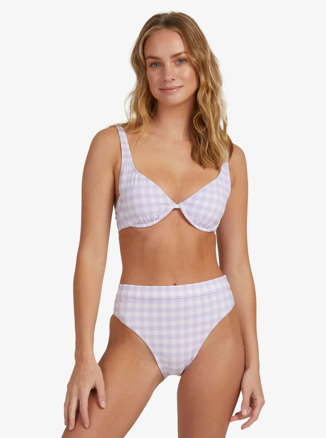 Heart The Check Moderate Coverage Bikini Bottom - Castle Gingham Lg Pastel Lilac sold by Roxy product image thumbnail 2
