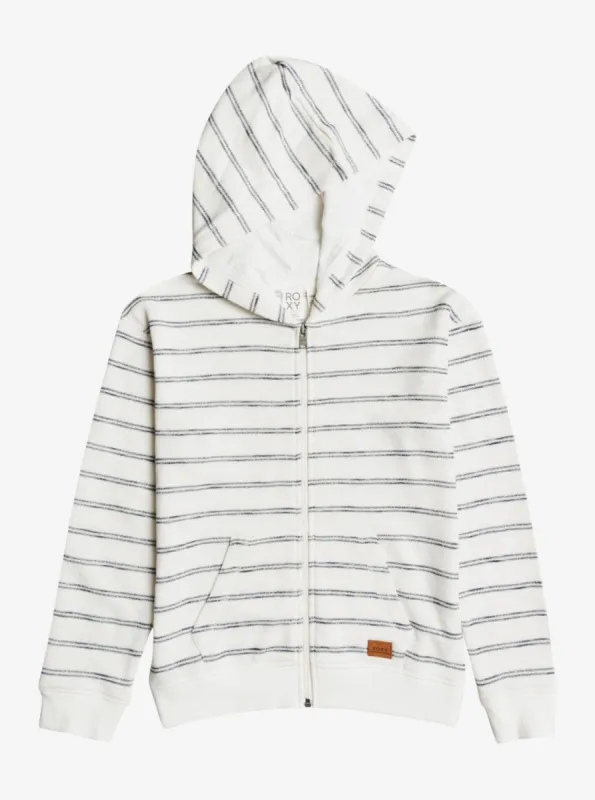Girls 4-16 Perfect Wave Striped Zip-Up Hoodie - Snow White Horiz Will Stripes sold by Roxy