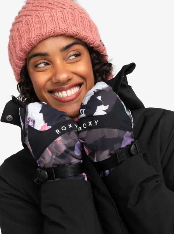 Roxy Jetty Technical Snowboard/Ski Mittens - True Black Blurry Flower sold by Roxy