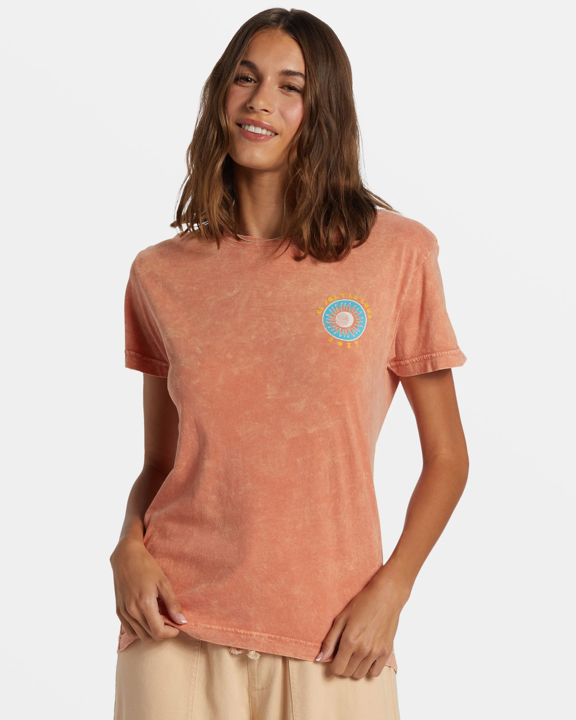 El Sol Y La Luna Boyfriend T-Shirt - Apricot Brandy sold by Roxy