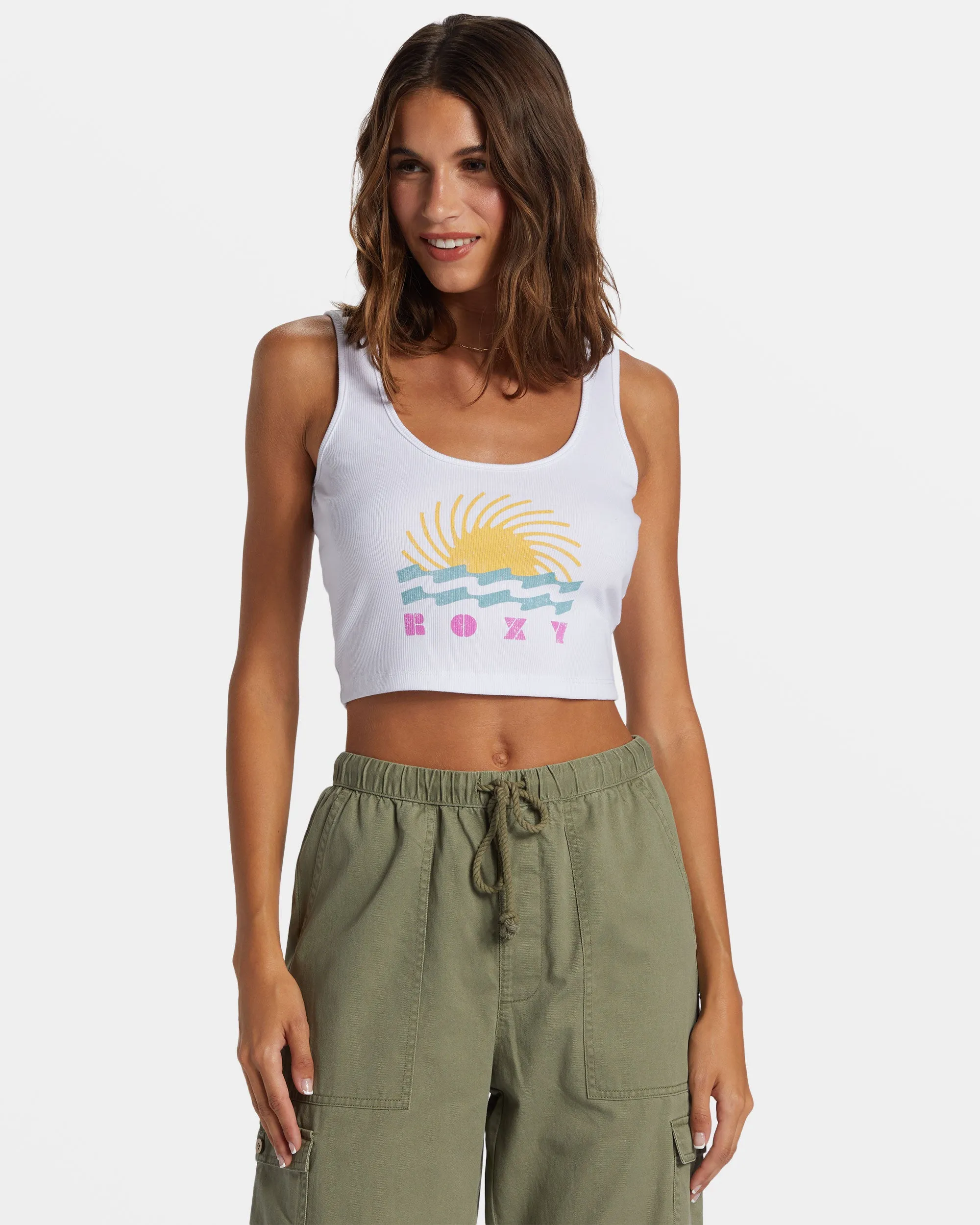 Simple Surf Dive In Cropped Tank Top - Egret sold by Roxy