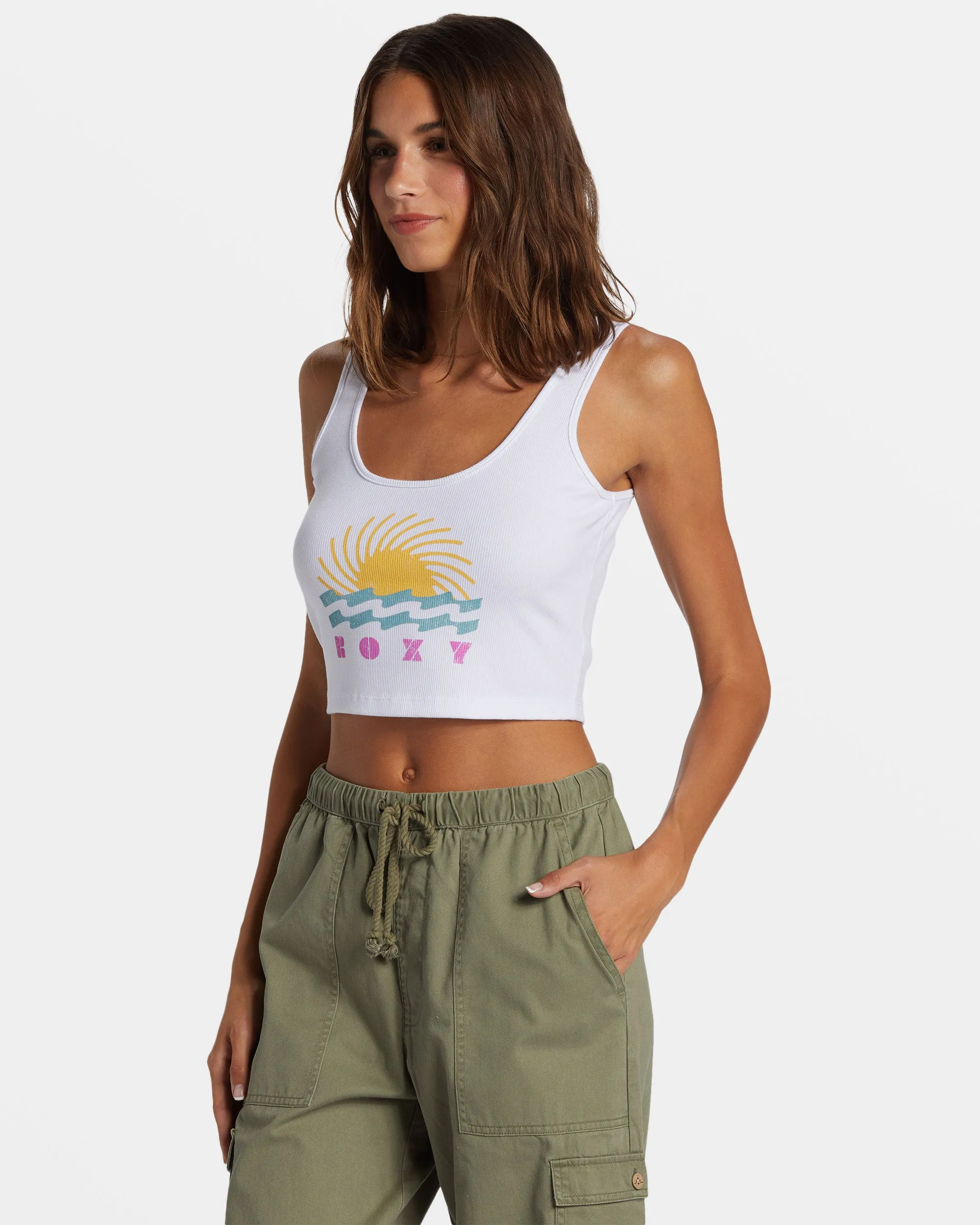 Simple Surf Dive In Cropped Tank Top - Egret sold by Roxy product image thumbnail 5