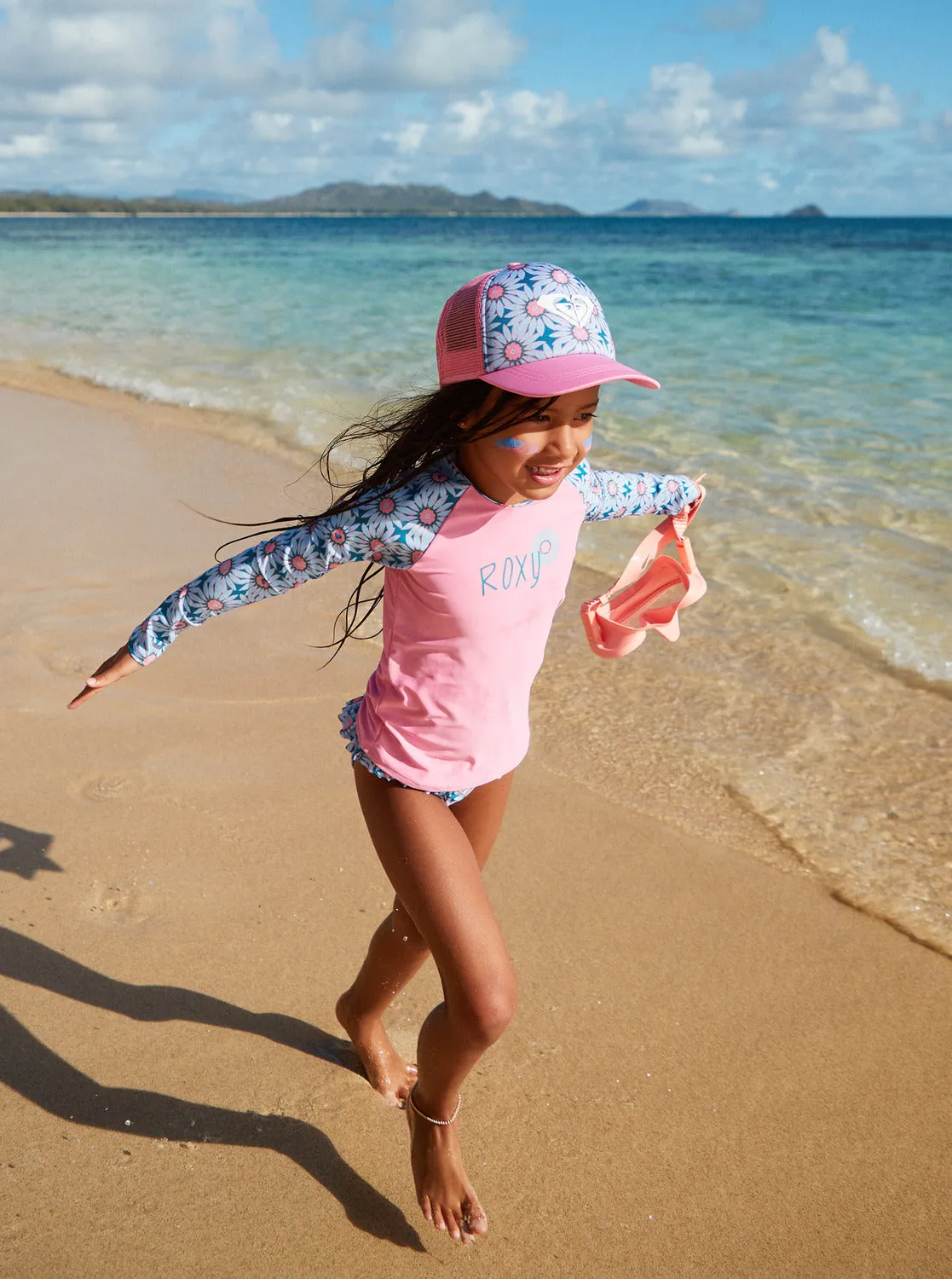 Girls' 2-7 Bold Florals Long Sleeve Rashguard Set - Crystal Teal Sol Flower sold by Roxy product image thumbnail 4