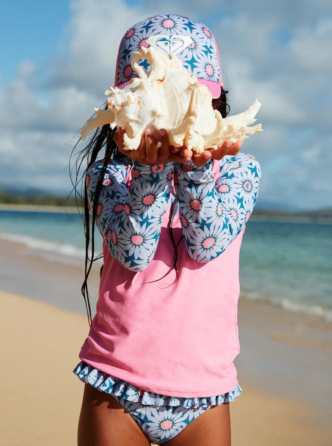 Girls' 2-7 Bold Florals Long Sleeve Rashguard Set - Crystal Teal Sol Flower sold by Roxy product image thumbnail 3
