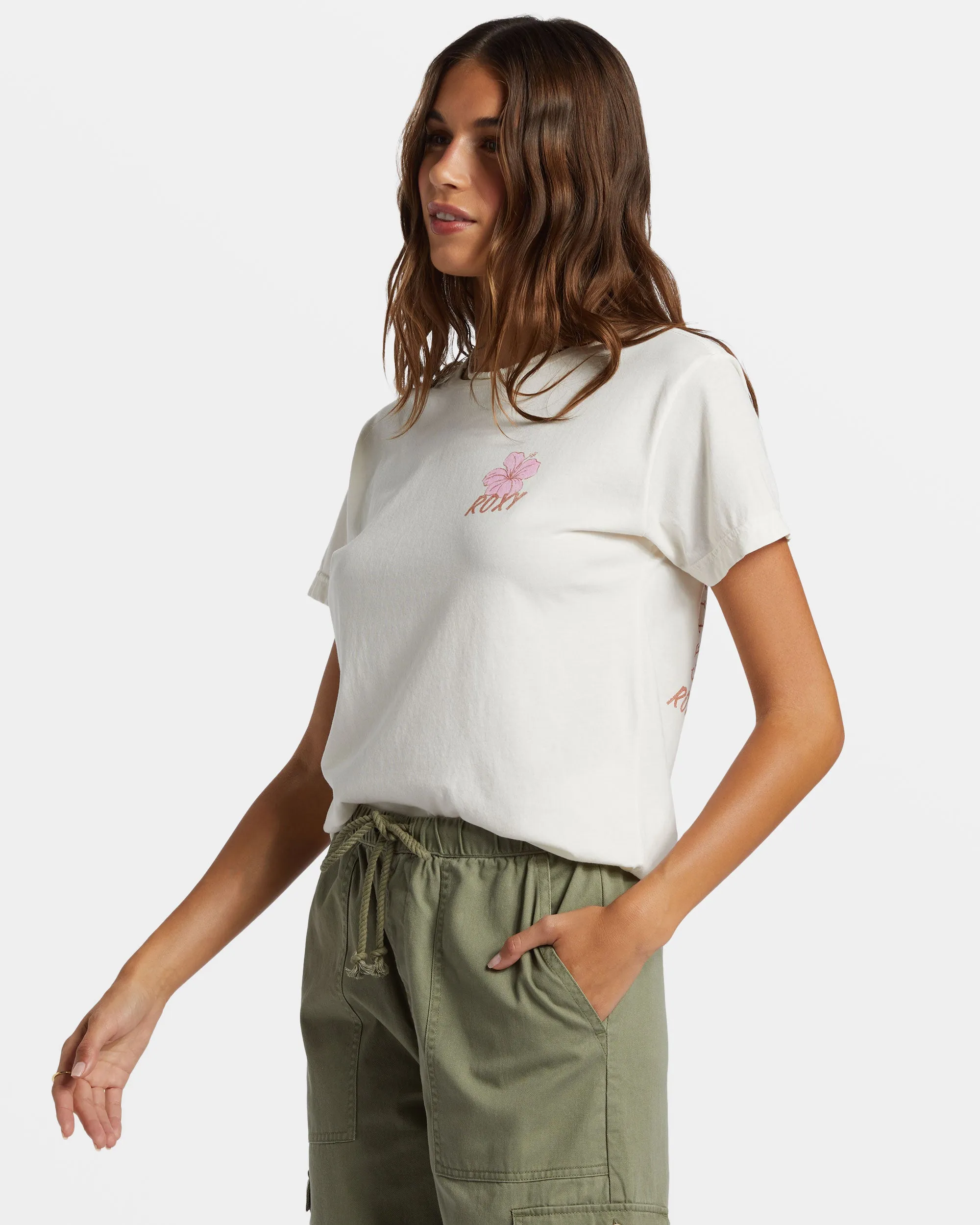 Hibiscus Paradise Boyfriend T-Shirt - Egret sold by Roxy product image thumbnail 4