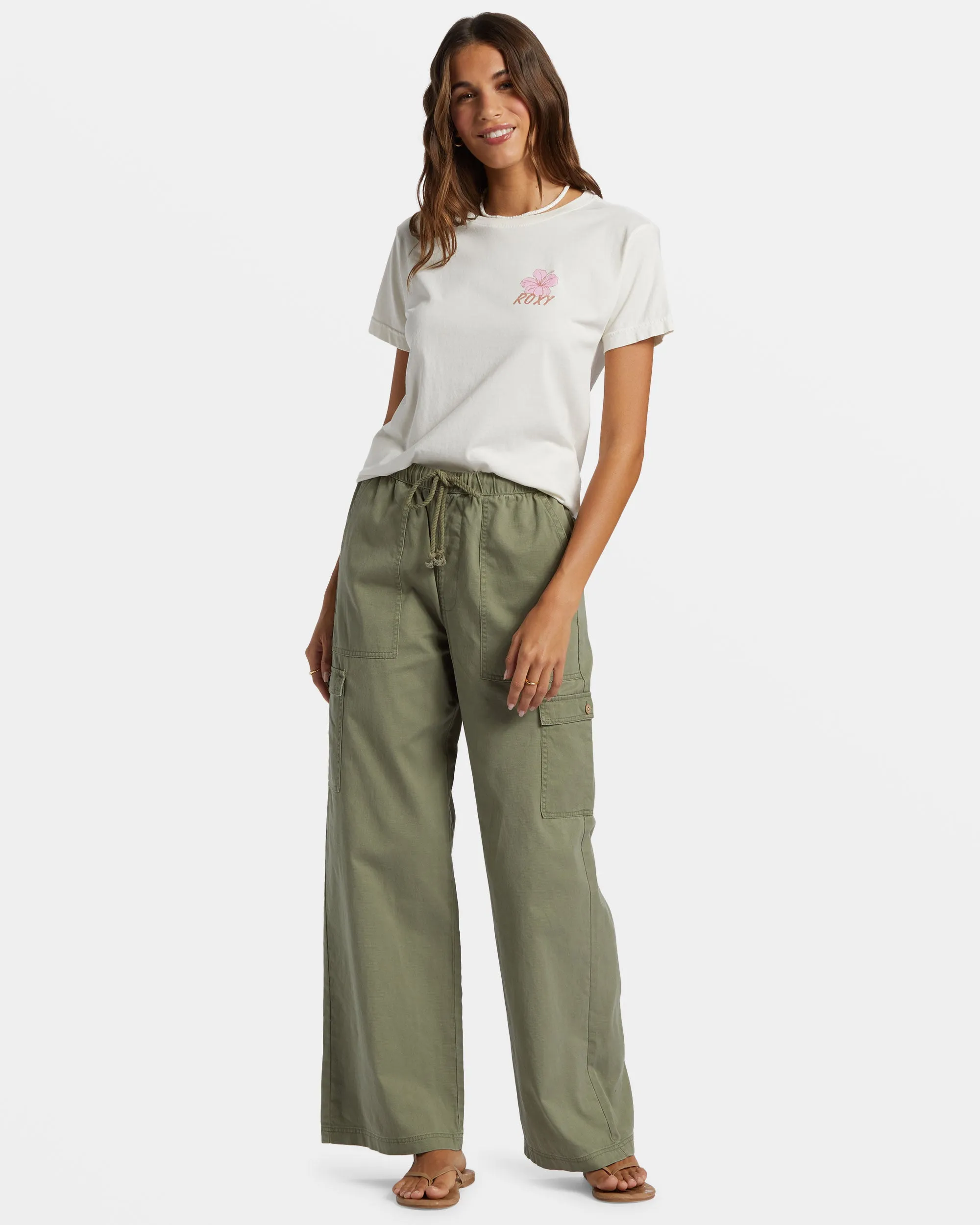 Hibiscus Paradise Boyfriend T-Shirt - Egret sold by Roxy product image thumbnail 3