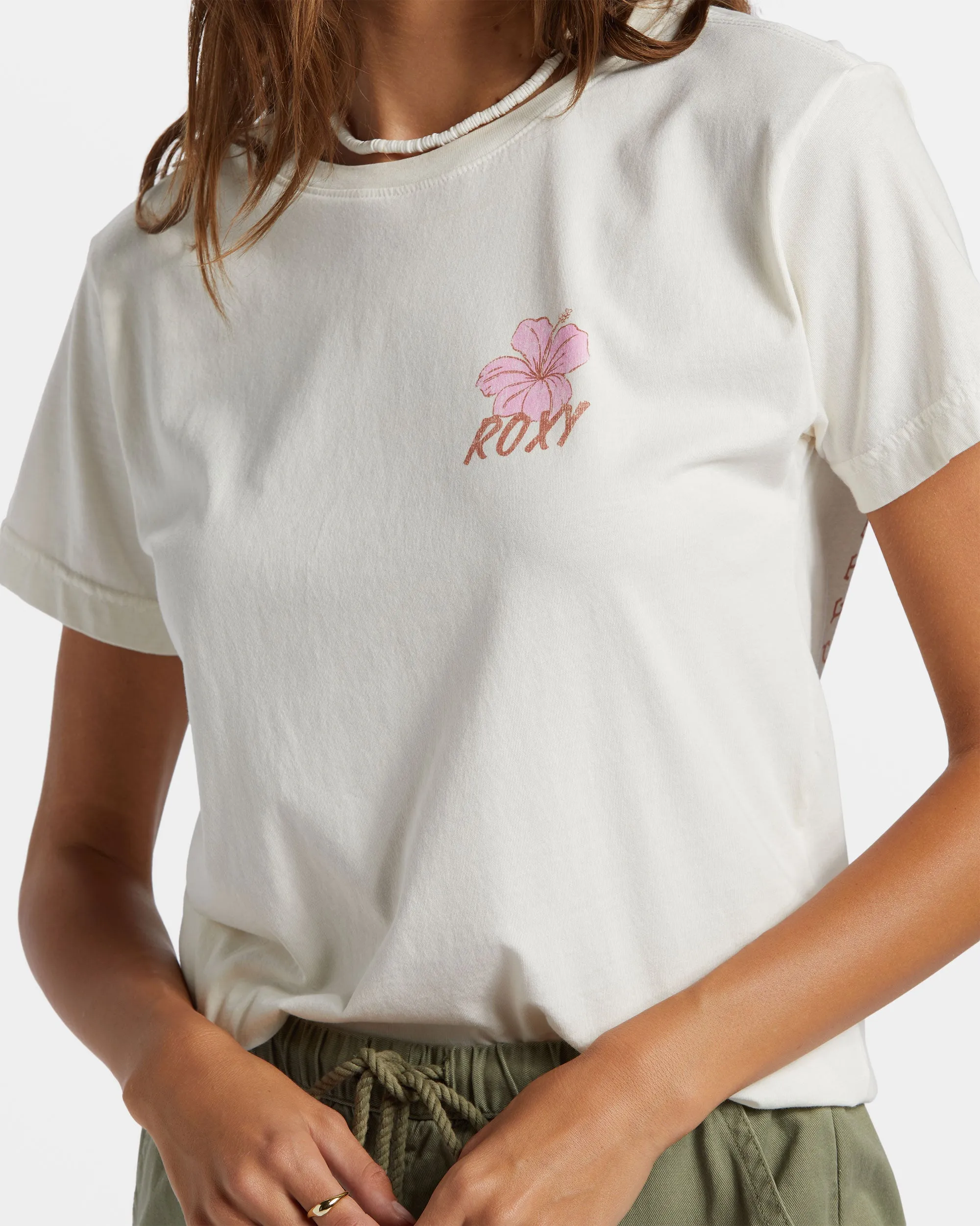 Hibiscus Paradise Boyfriend T-Shirt - Egret sold by Roxy product image thumbnail 5