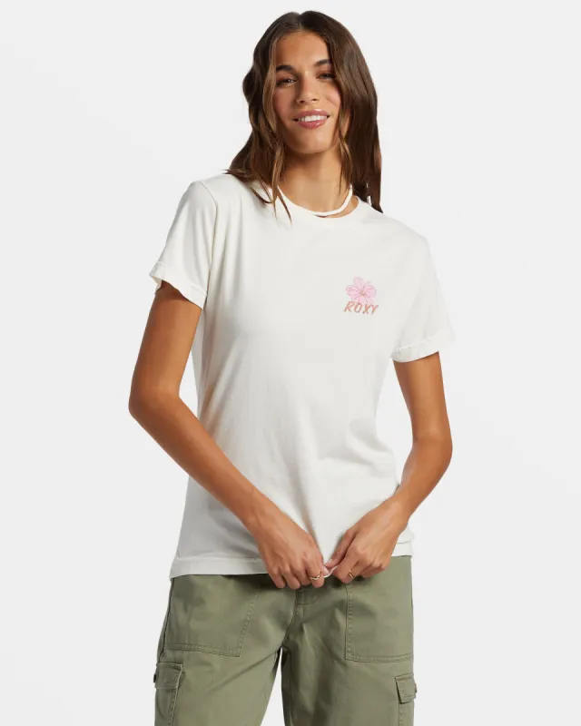 Hibiscus Paradise Boyfriend T-Shirt - Egret sold by Roxy