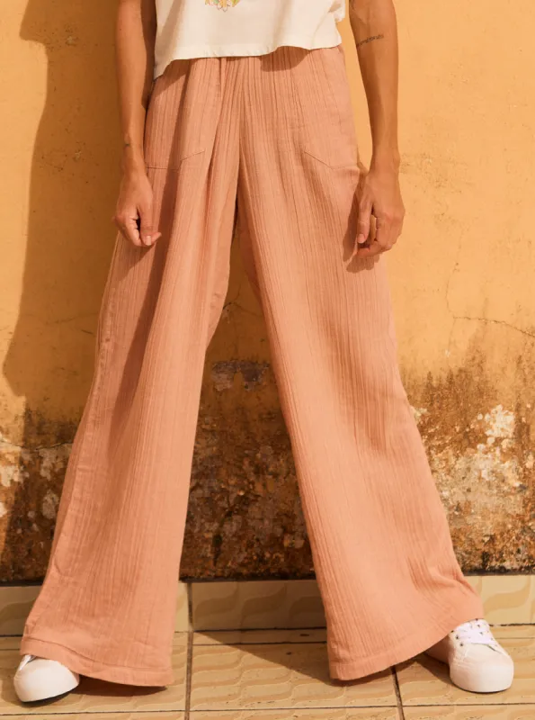 What A Vibe Pants - Cafe Creme sold by Roxy