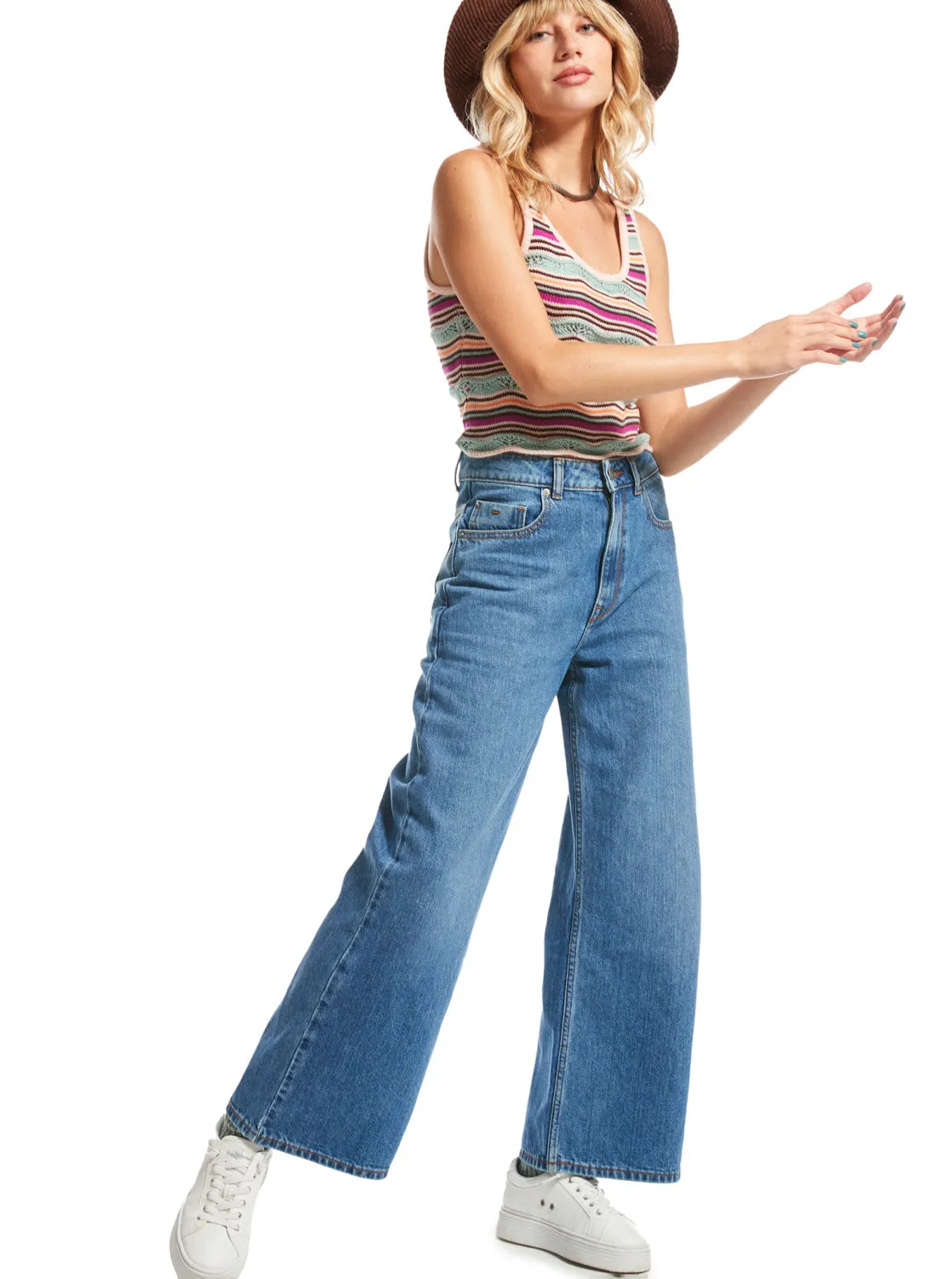 Surf On Cloud High Wide Leg Jeans - Medium Blue sold by Roxy product image thumbnail 2