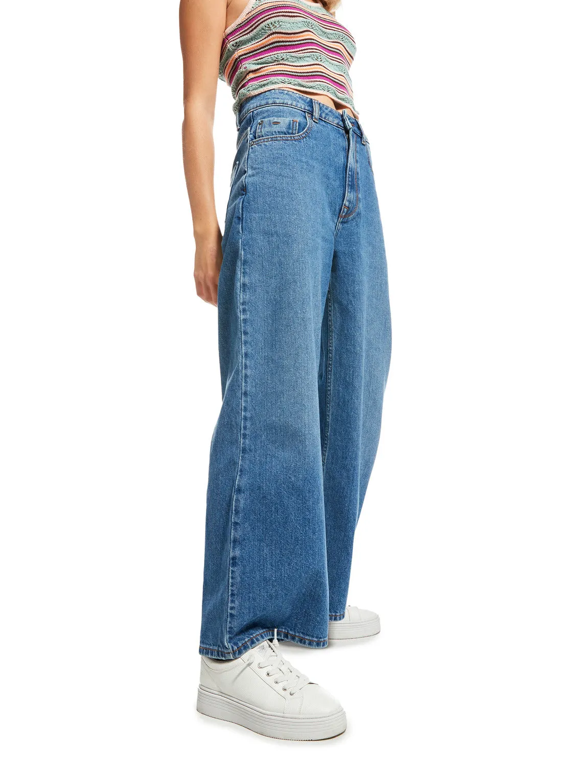 Surf On Cloud High Wide Leg Jeans - Medium Blue sold by Roxy