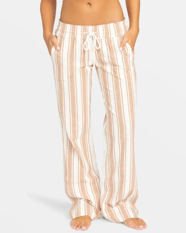 Oceanside Flared Beach Pants - Camel Sandy Stripe sold by Roxy