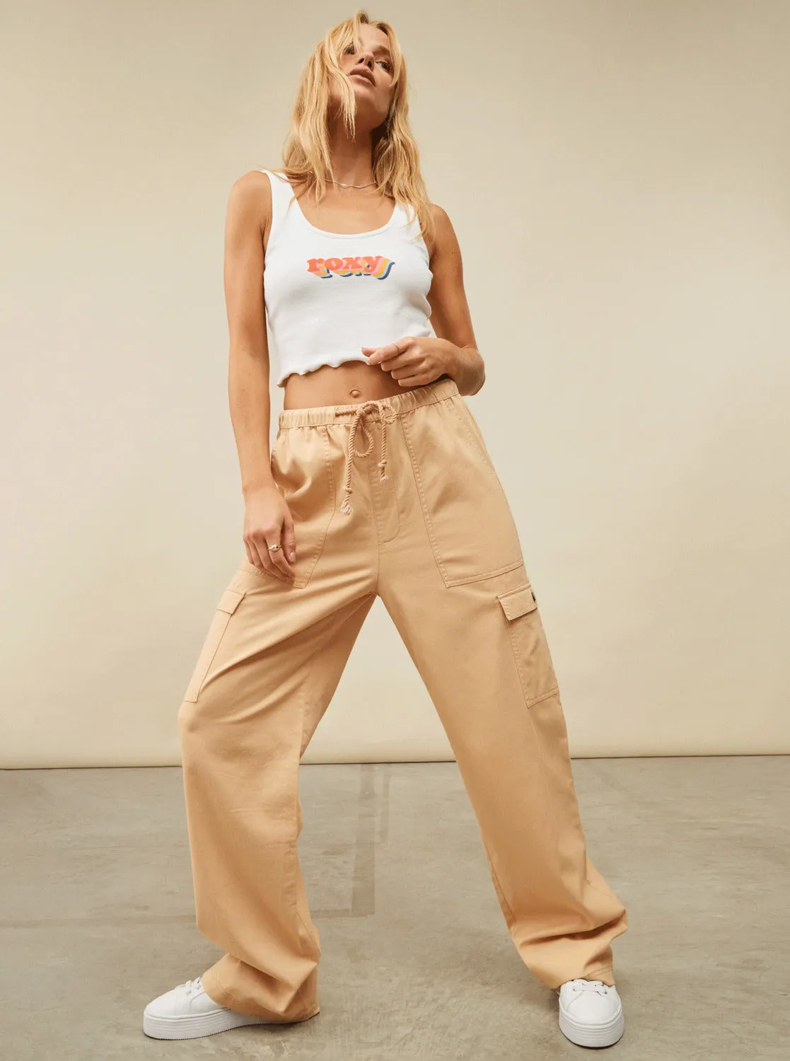 Precious Cargo Twill High Waisted Pants - Hazelnut sold by Roxy product image thumbnail 4