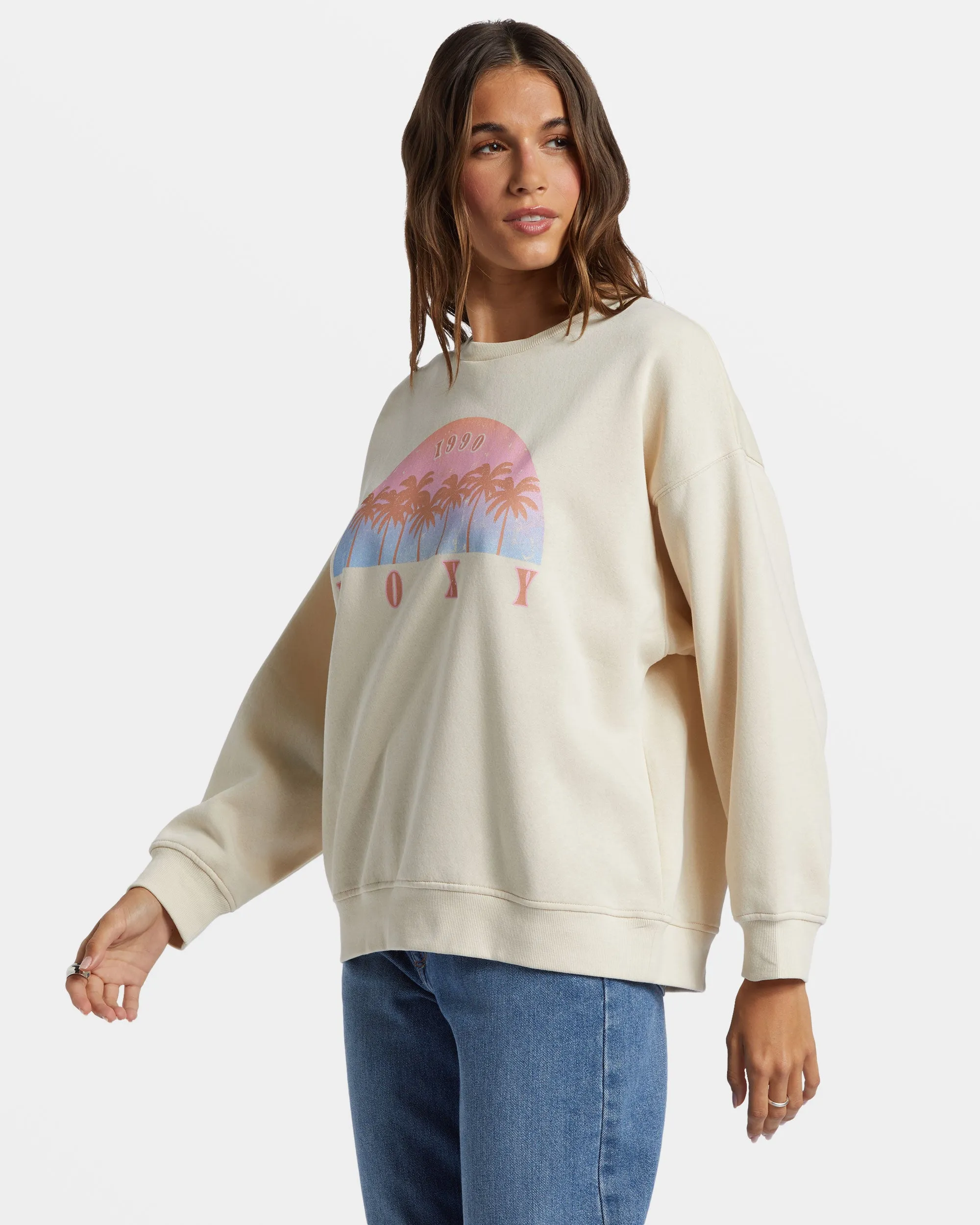 Morning Hike Crew Neck Sweatshirt - Tapioca sold by Roxy product image thumbnail 4