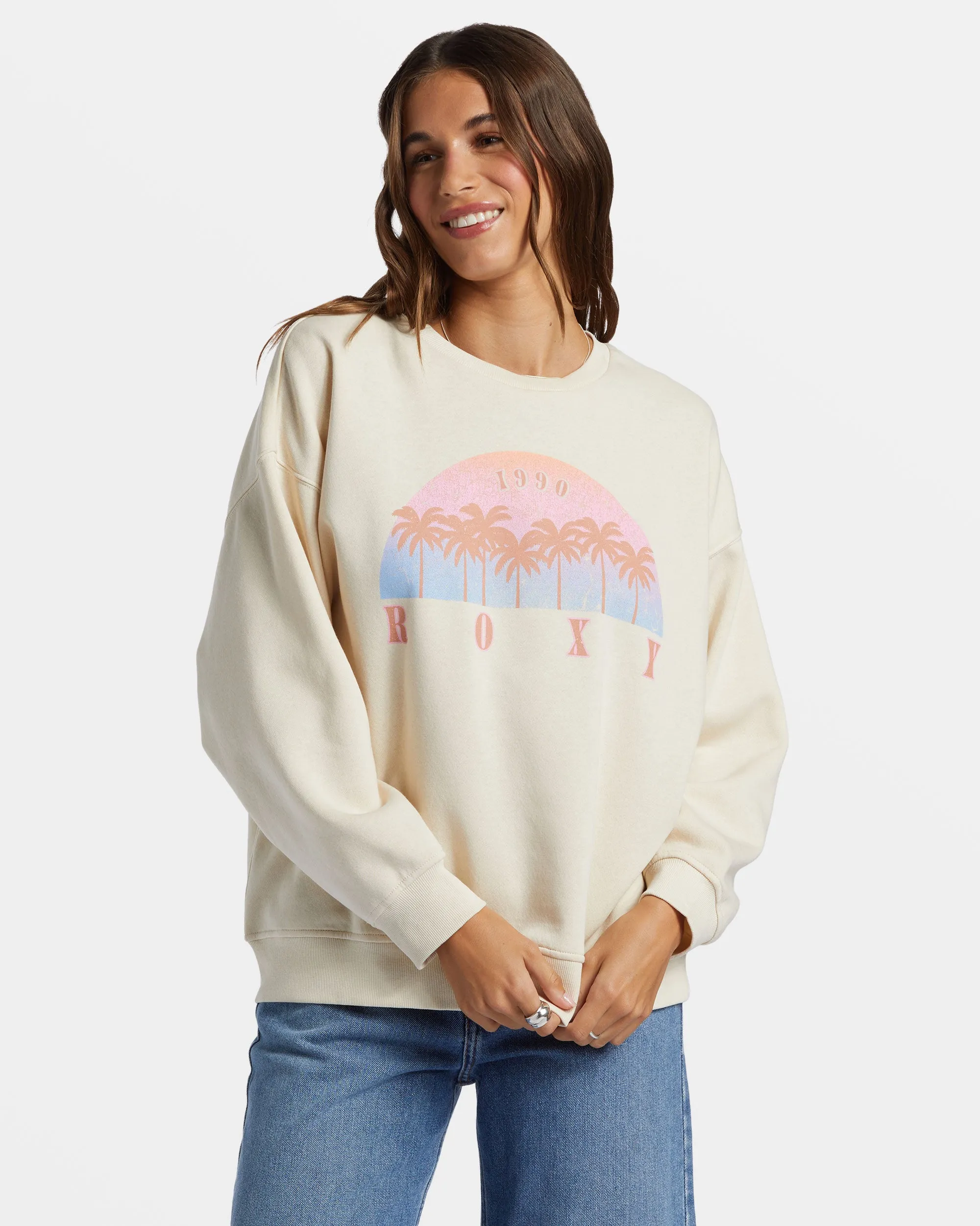 Morning Hike Crew Neck Sweatshirt - Tapioca sold by Roxy