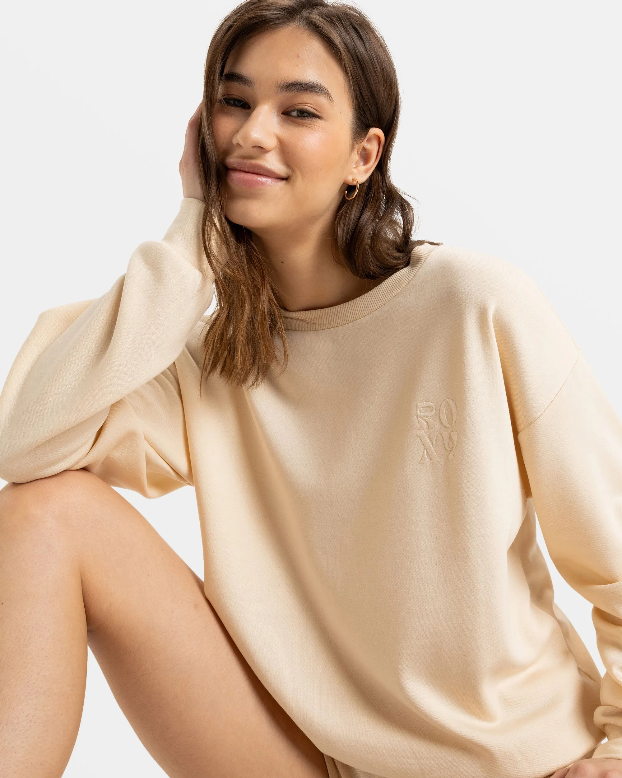 Surfing By Moonlight Crew Neck Sweatshirt - Tapioca sold by Roxy product image thumbnail 5