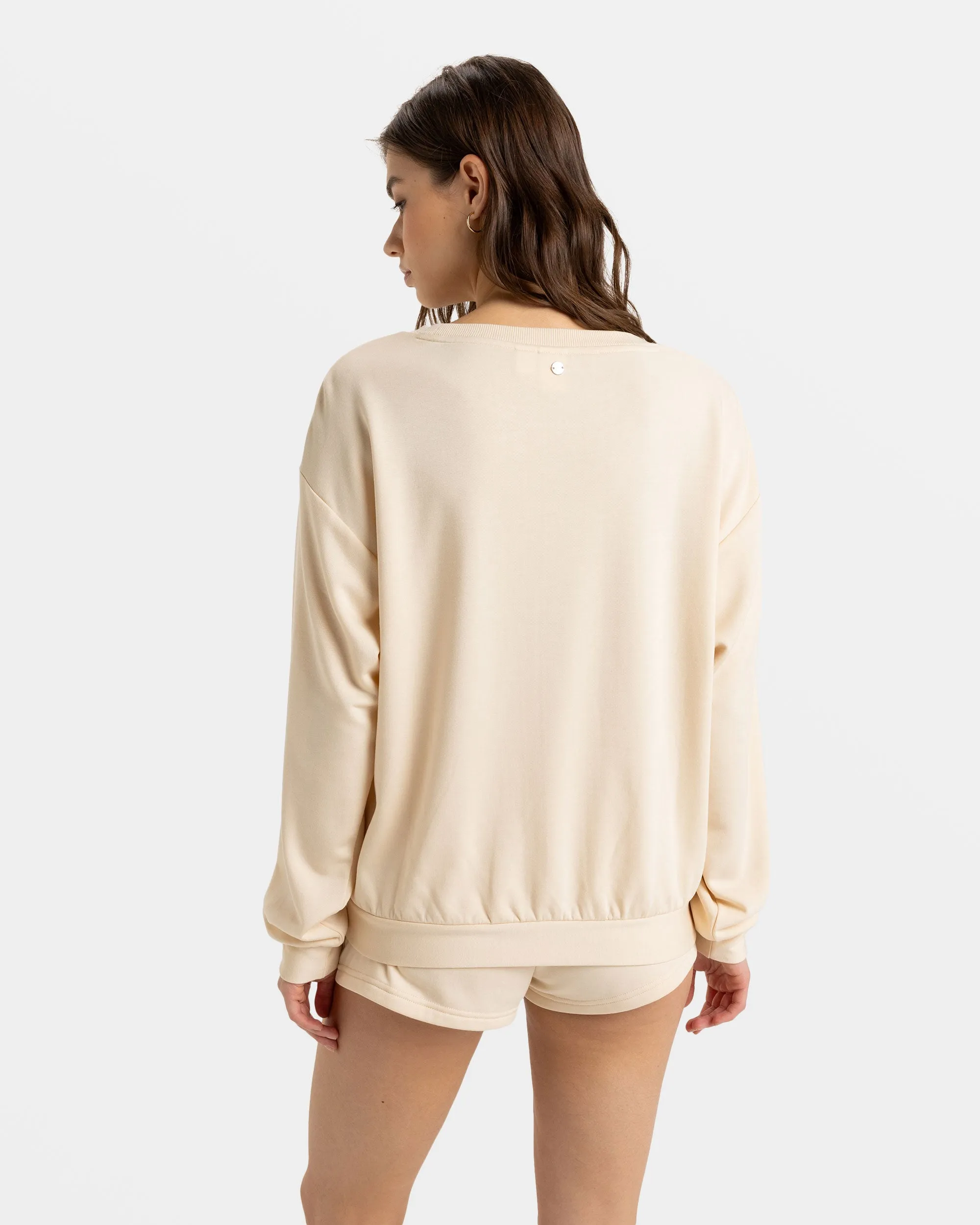Surfing By Moonlight Crew Neck Sweatshirt - Tapioca sold by Roxy product image thumbnail 4