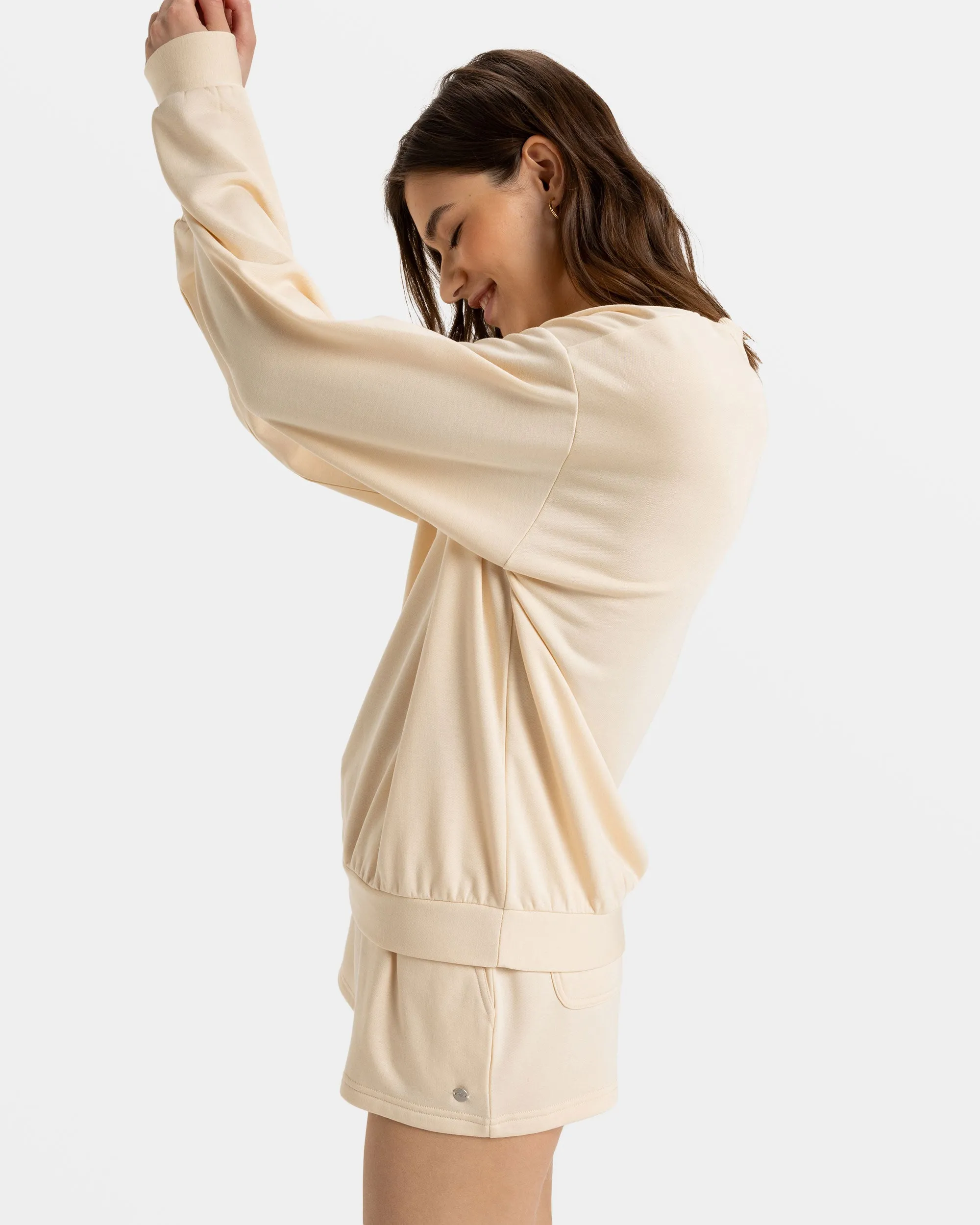 Surfing By Moonlight Crew Neck Sweatshirt - Tapioca sold by Roxy product image thumbnail 3