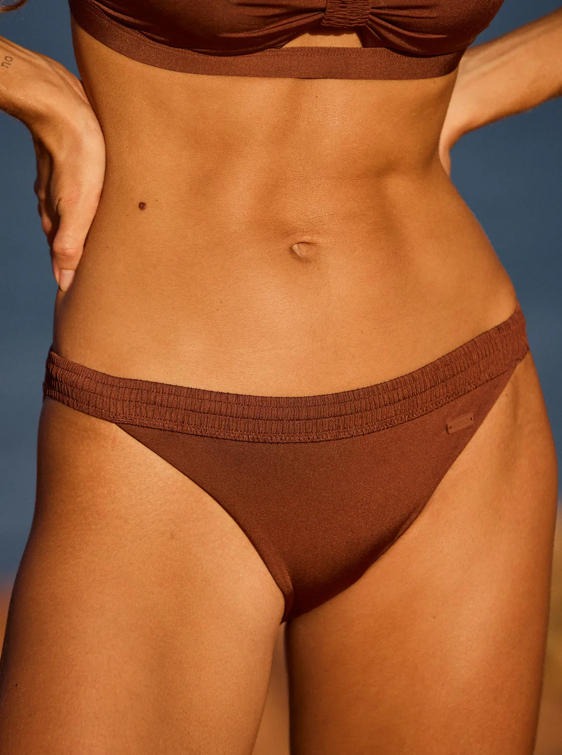 Silky Island Banded Bikini Bottoms - Root Beer sold by Roxy