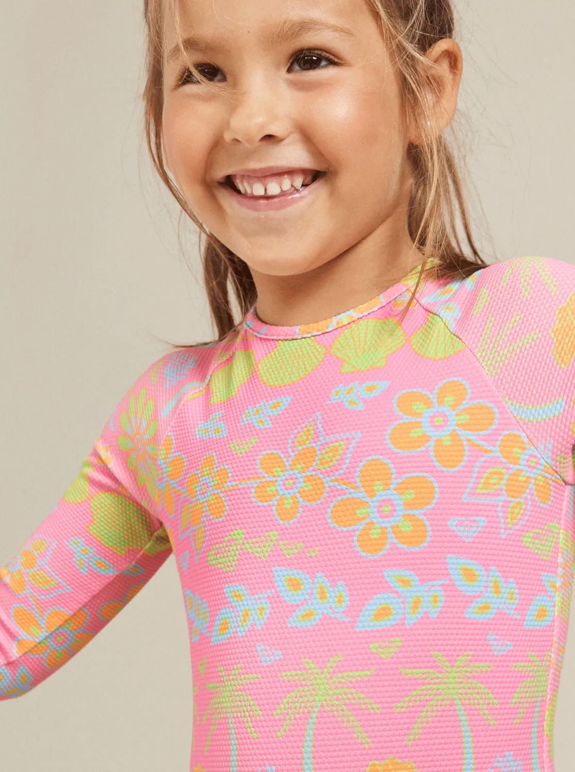 Girls' 2-7 Beach Day Together Long Sleeve One-Piece Swimsuit - Sachet Pink Beachy Bebe sold by Roxy product image thumbnail 4