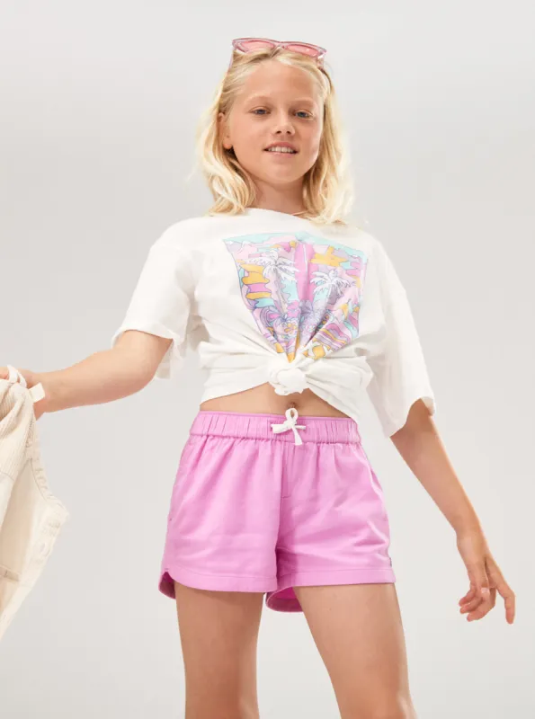 Girls 4-16 Una Mattina Elastic Waist Shorts - Opera Mauve sold by Roxy