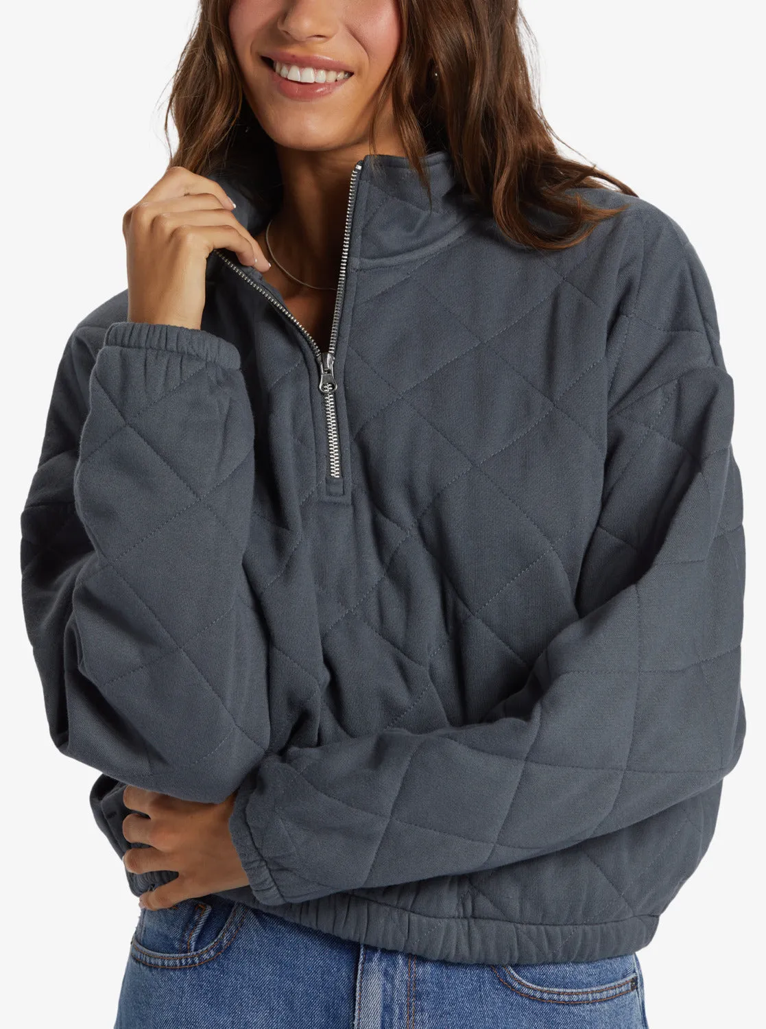 Bonfire Babe Quilted Fleece Half-Zip Sweatshirt - Turbulence sold by Roxy product image thumbnail 3