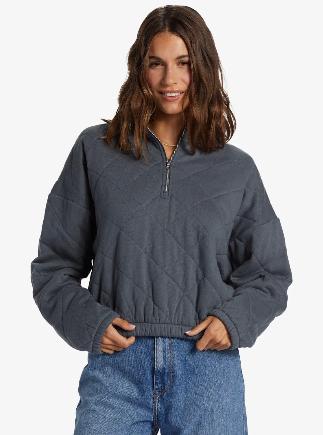 Bonfire Babe Quilted Fleece Half-Zip Sweatshirt - Turbulence sold by Roxy